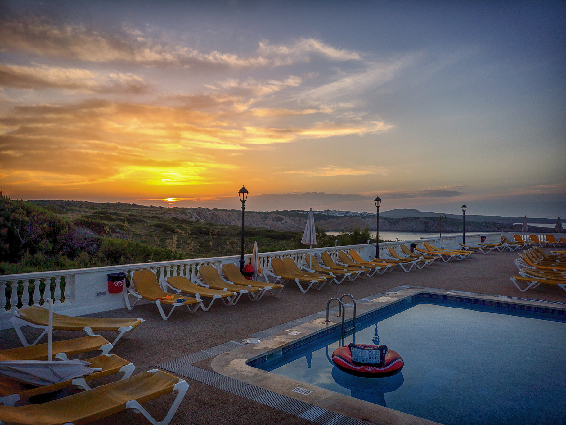 Menorca round the pool sunset